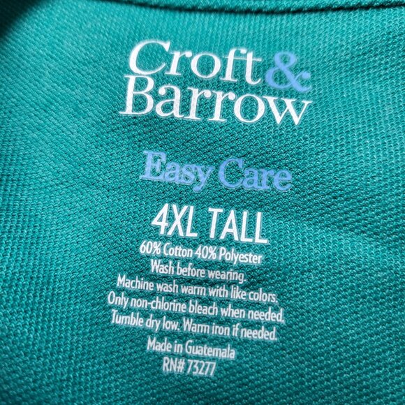 Croft & Barrow Mens Polo Shirt 4XL Tall Long Sleeve Easy Care - Picture 4 of 14